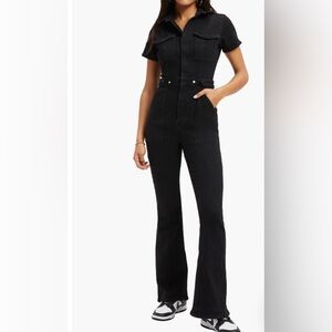 NWOT: Good American Fit For Success Black Denim Jumpsuit, size 1 (small)